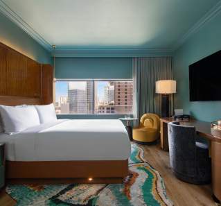 Image of a newly renovated guest room at the W Austin hotel.