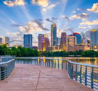 Downtown Austin TX Skyline from the Boardwalk