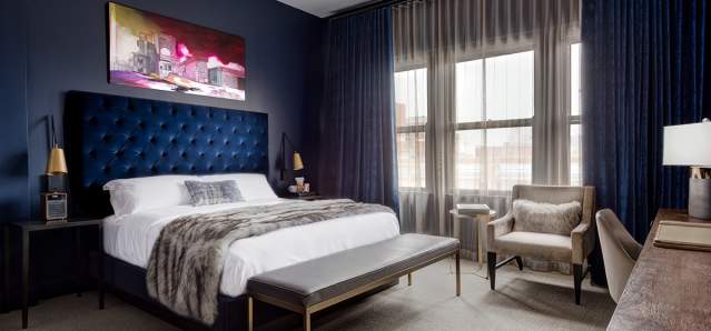 hotel room decorated beautifully at Hotel Covington in covington ky