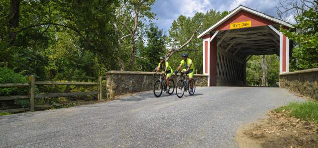 Bikers at Covered Bridge