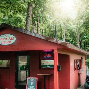 First aid station in the woods