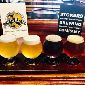 Flight of beer at Stoker's Brewing