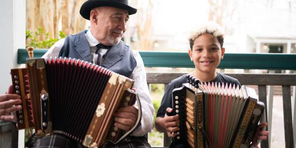 Playing the Accordion at Vermilionville