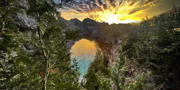 Arch Rock at sunrise Mackinac Island