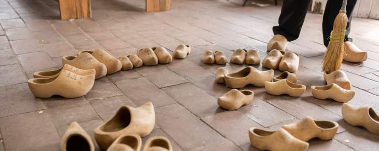 Wooden shoes on the floor at Nelis Dutch Village