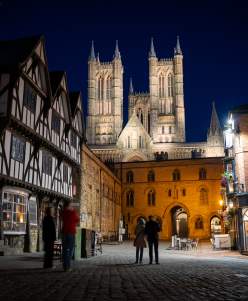 A view of Lincoln Cathedral by night