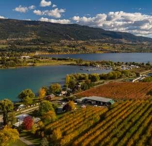 Aerial view of Oyama Lake near Lake Country, BC