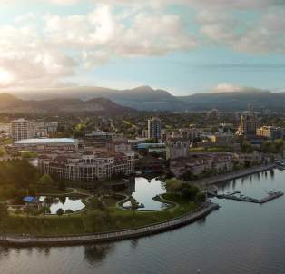 Waterfront Park In Downtown Kelowna Aerial Photo