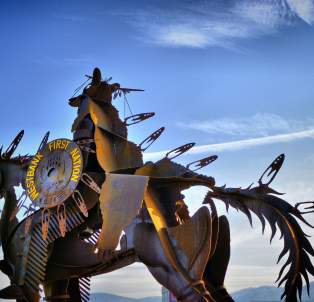 Medicine Bear sculpture by Smoker Marchand for the Westbank First Nation near Kelowna, BC