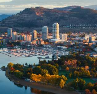 Downtown Kelowna during Fall Aerial 10