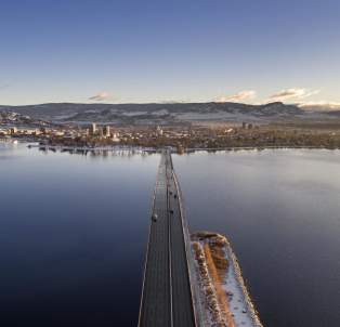 Downtown winter Aerial 3