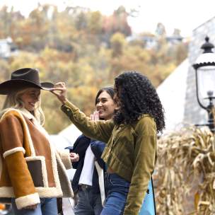 friends outside in village