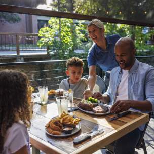 family eating restaurant