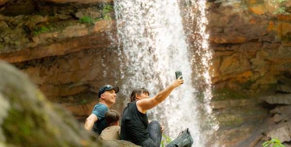 Ohiopyle Cucumber Falls Family Selfie