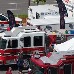 NYS Fire Chiefs Convention Fire Truck in Parking lot at Oncenter