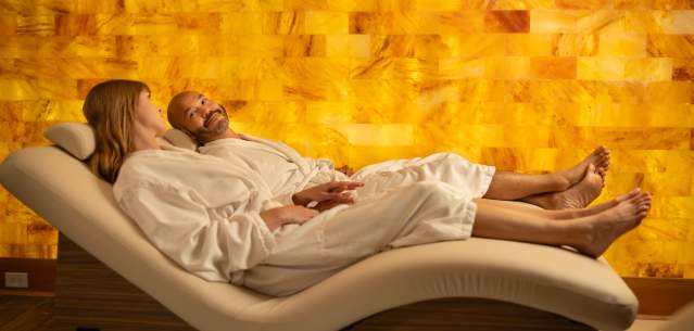 Couple relaxing at a spa