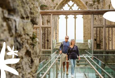 couple at oystermouth castle