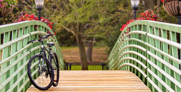Bridge with bike parked