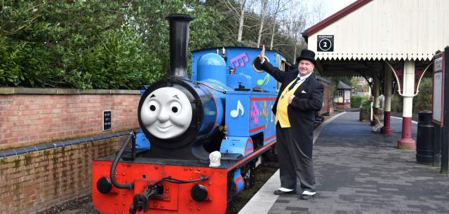 Thomas and Sir Topham Hatt welcome visitors at Statfold Country Park, Tamworth, Staffordshire