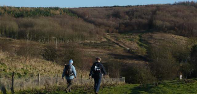 Walkers on National Forest Way near Tatenhill East Staffordshire