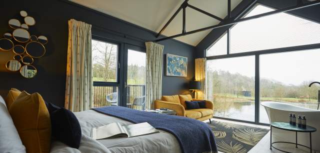 The Tawny Hotel bedroom with lake views