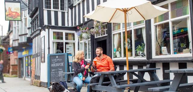 The Roebuck Leek couple drink outside with dogs