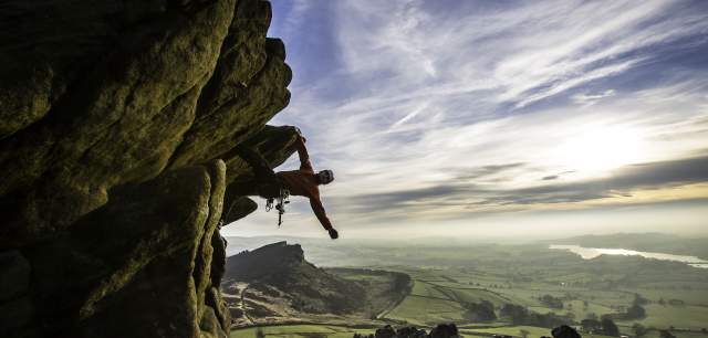 Rock climbing on the Roaches