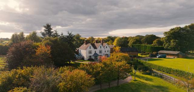 Broom  Hall Brewood  arial  shot  of  hall  outdoor