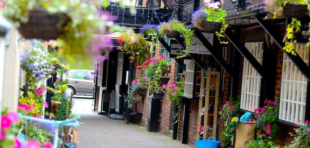 Kinver Village in South Staffordshire outdoor  shot  of  the  courtyard
