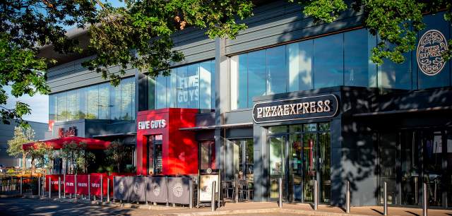 Nandos, Five Guys, Pizza Express restaurants at Ventura Park Tamworth