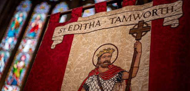 Embroidered wall hanging at St Editha's Church Tamworth