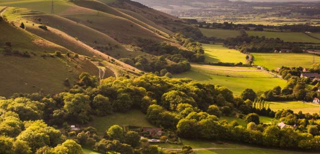 A panoramic view over Fulking in the south downs national park