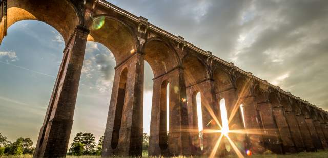 an image of the ouse valley viaduct near Balcombe - a magnificent victorian brick structure with many arches