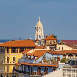Vista panorámica del Casco Antiguo y su arquitectura colonial en la Ciudad de Panamá.