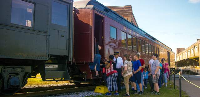 People In Line At The NC Transportation Museum In Rowan County, NC