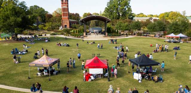 Aerial view of Bell Tower BREWFEST