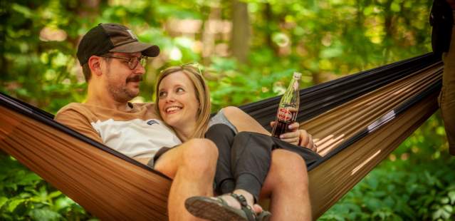 Couple in hammock with Cheerwine