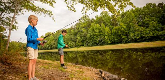 Kids Fishing at Lake Corriher Wilderness Park