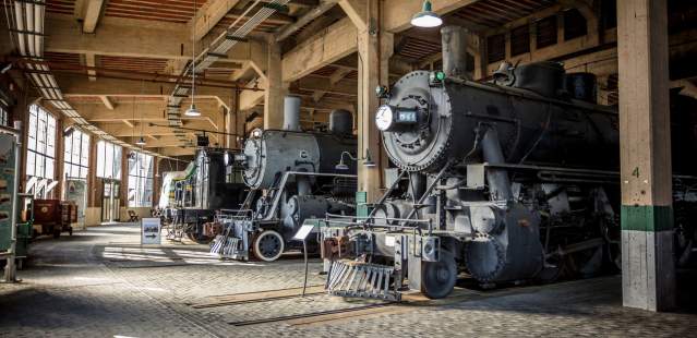 Trains in Round House at NC Transportation Museum