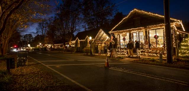 Gold Hill Village with Holiday Lights