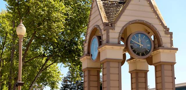 Clocktower in Menlo Park, California.