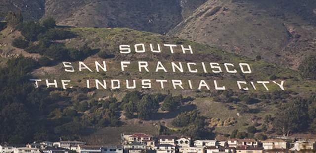 South San Francisco Sign Hill with lettering that says South San Francisco The Industrial City