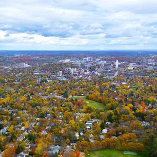 Aerial of Ann Arbor in Fall