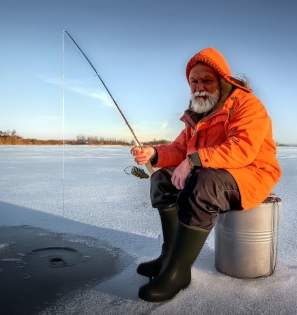 Old Man Ice Fishing