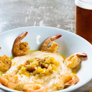 Shrimp and Polenta with Draft Beer