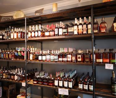 Shelves with Bourbon Bottles