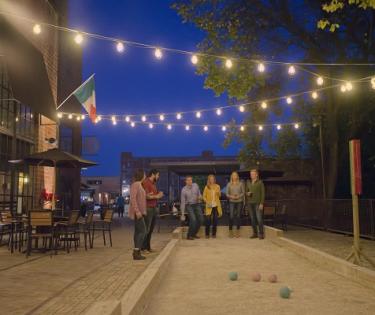 Playing Bocce Ball at Goodfellas in the Distillery District