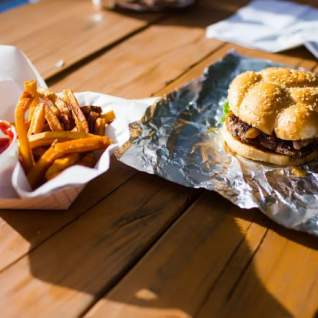 Hamburger and fries