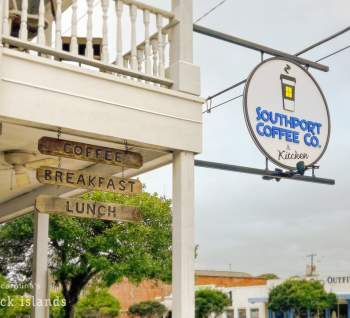 Southport Coffee Co. sign from the street