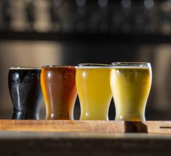 Flight of beer at Red Hare Brewery in Shallotte